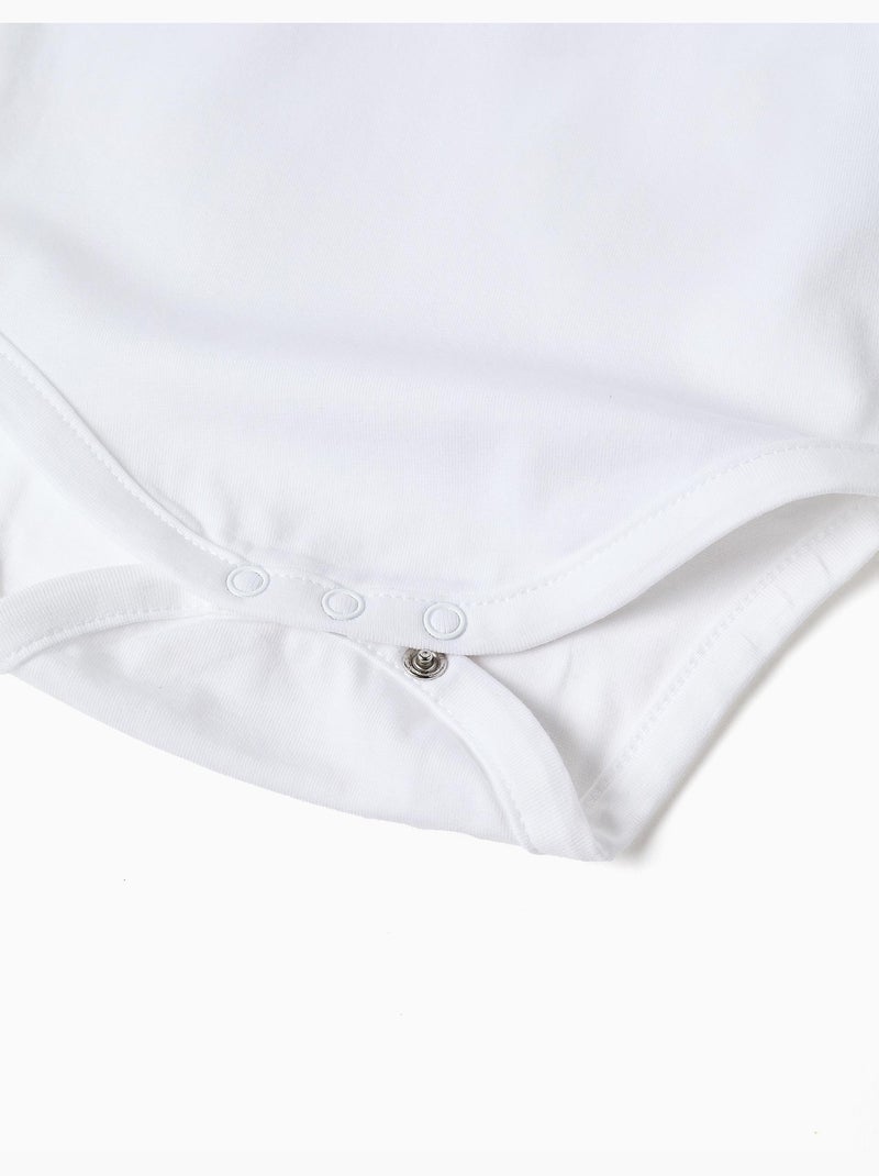 Body en coton avec col brodé Blanc - Kiabi