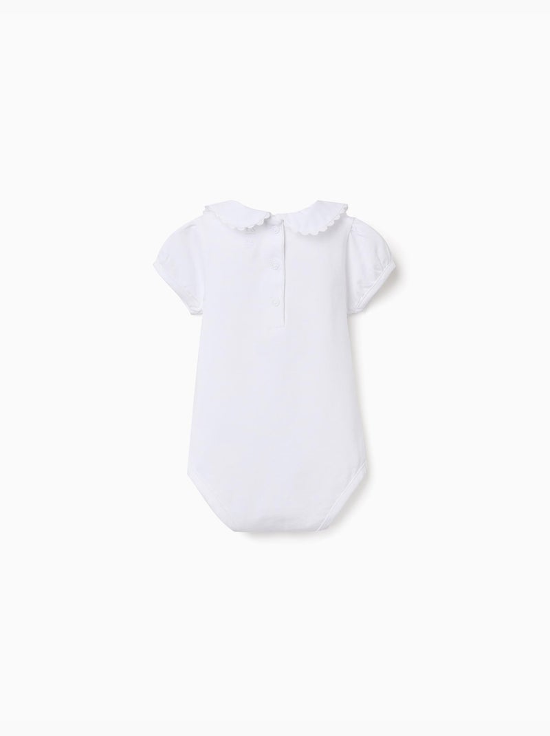 Body en coton avec col Claudine Blanc - Kiabi