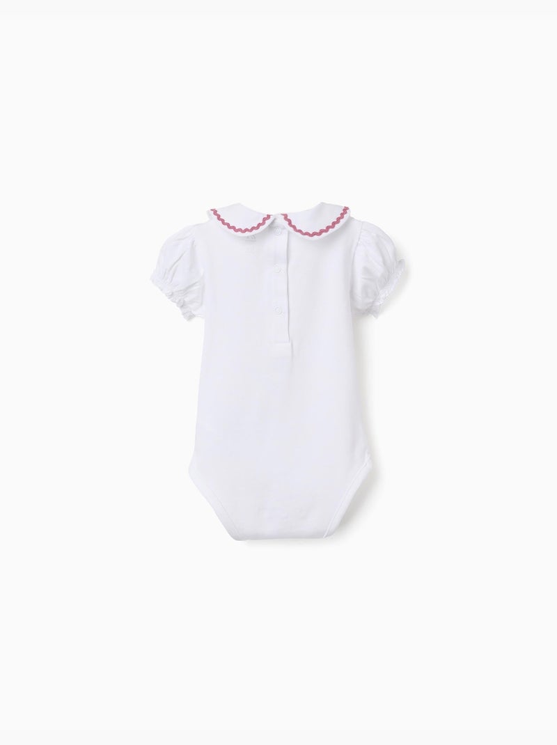 Body en coton avec col Claudine Blanc - Kiabi