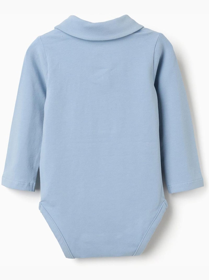 Body en coton avec imprimé sur la poitrine Bleu clair - Kiabi