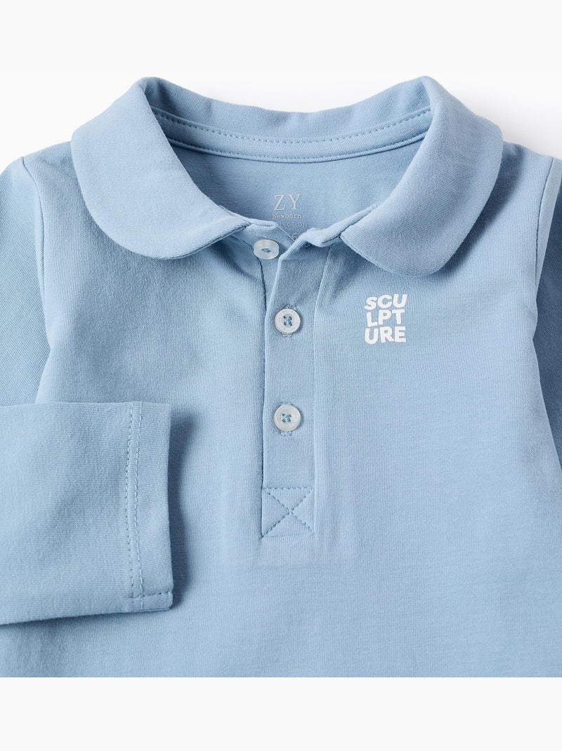 Body en coton avec imprimé sur la poitrine Bleu clair - Kiabi