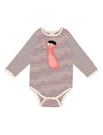 Body en Coton Bio à Rayures Rouges