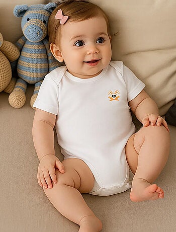 Body En Coton Bio Fuzzy Blanc 6 Mois