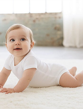 Body En Coton Bio Fuzzy Blanc 6 Mois