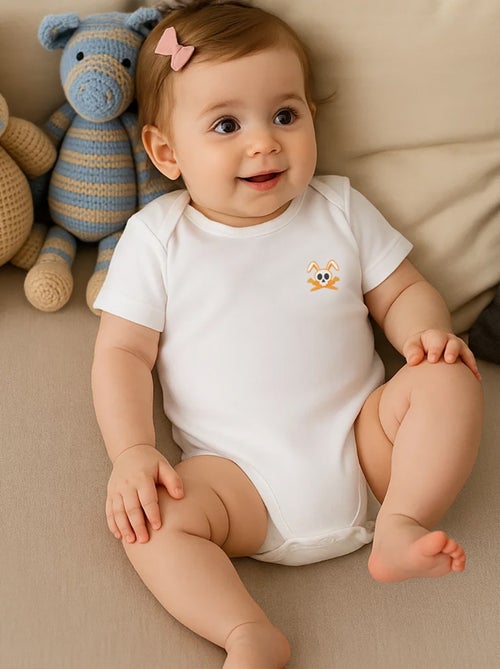 Body En Coton Bio Fuzzy Blanc 6 Mois - Kiabi