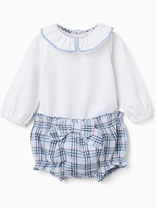 Body en coton + bloomer à carreaux B&S - Kiabi Body en coton + bloomer à carreaux B&S - Kiabi