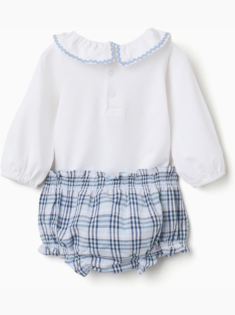 Body en coton + bloomer à carreaux B&S Blanc - Kiabi
