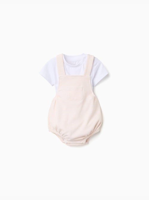 Body en coton + combinaison à rayures - Kiabi