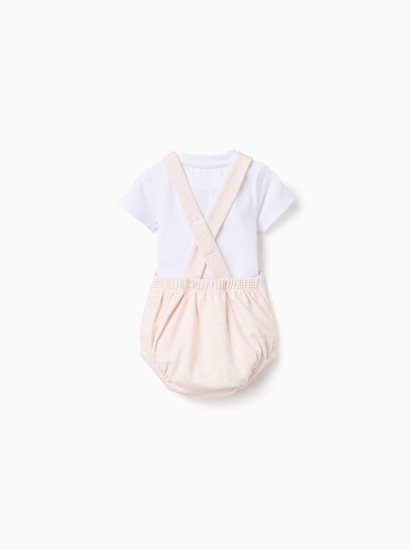 Body en coton + combinaison à rayures Blanc - Kiabi