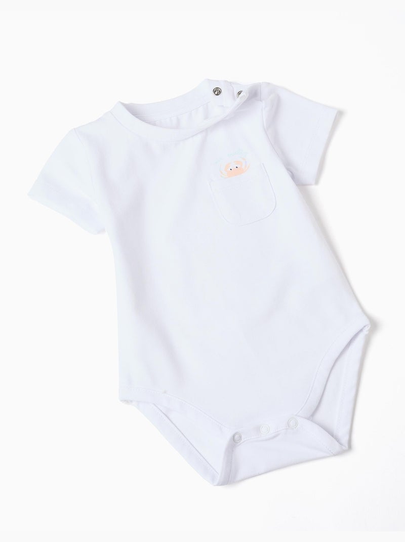 Body en coton + combinaison à rayures Blanc - Kiabi