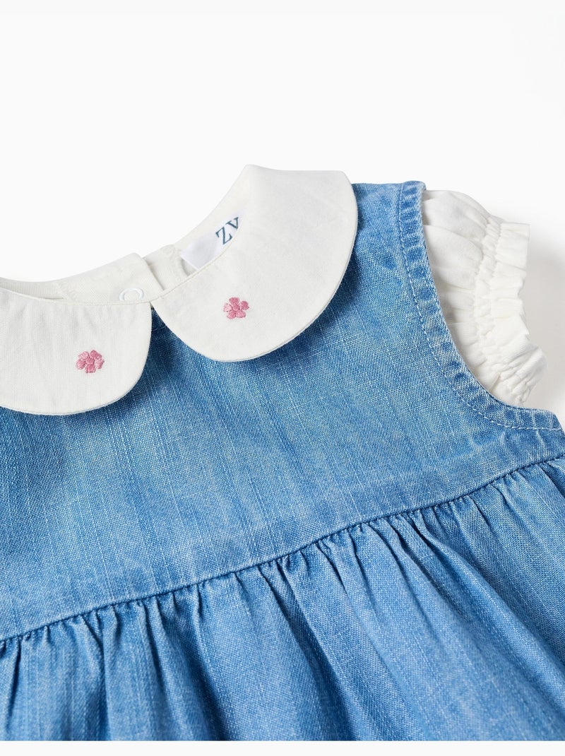 Body en coton + robe en jean sans manches Bleu Bleu - Kiabi