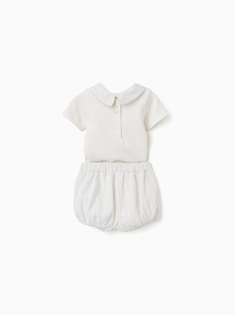 Body en coton + short à rayures B&S Bleu clair - Kiabi