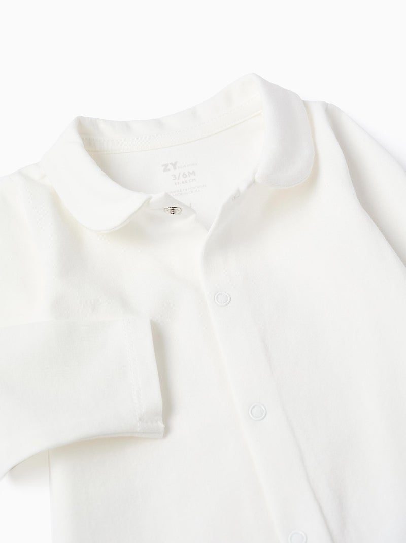 Body en Coton Souple avec Col Claudine Blanc - Kiabi