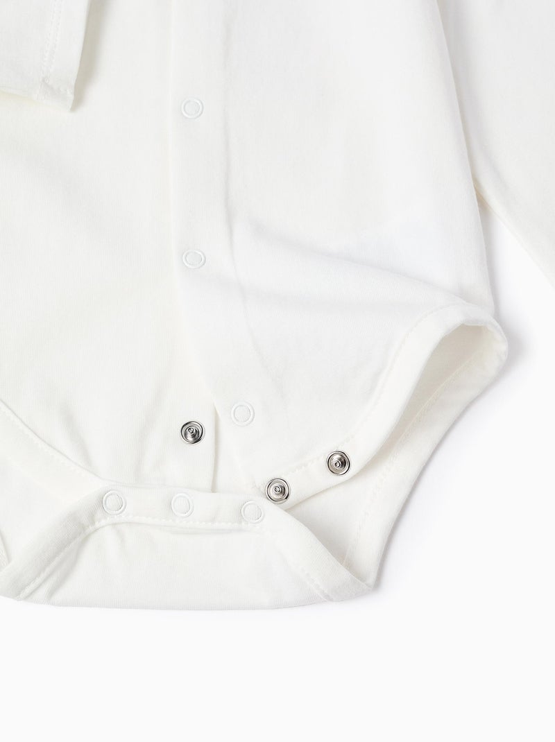 Body en Coton Souple avec Col Claudine Blanc - Kiabi