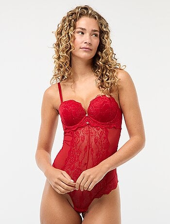 Body en dentelle avec fils dorés