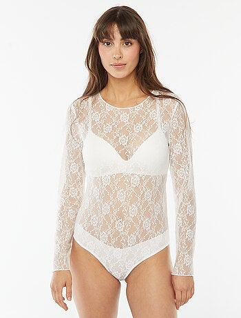 Body en dentelle manches longues