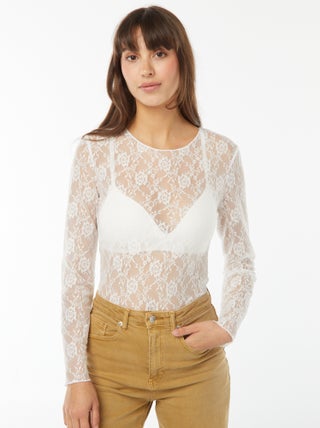 Body en dentelle  manches longues