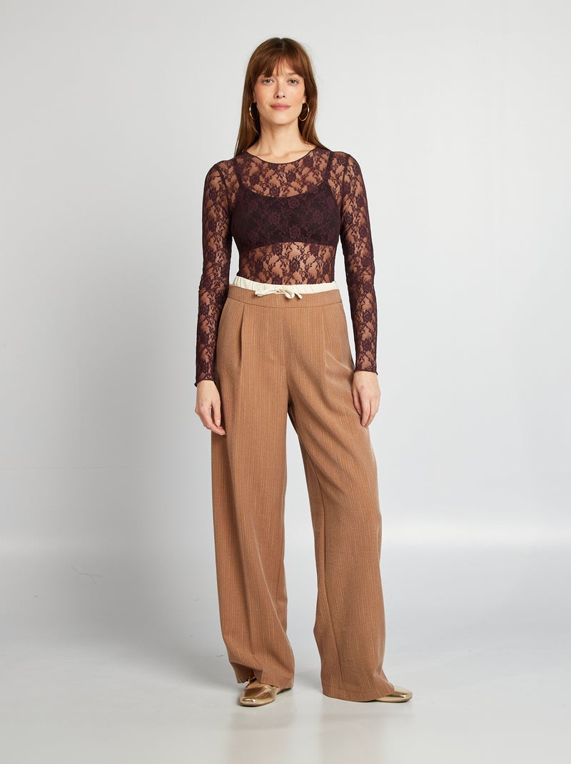 Body en dentelle  manches longues Bordeaux - Kiabi