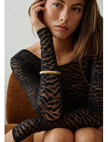 Body en dentelle manches longues rosalie