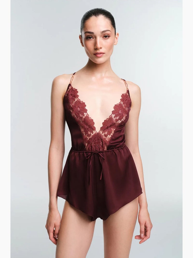 Body en dentelle obsidia penti Rouge bordeaux - Kiabi