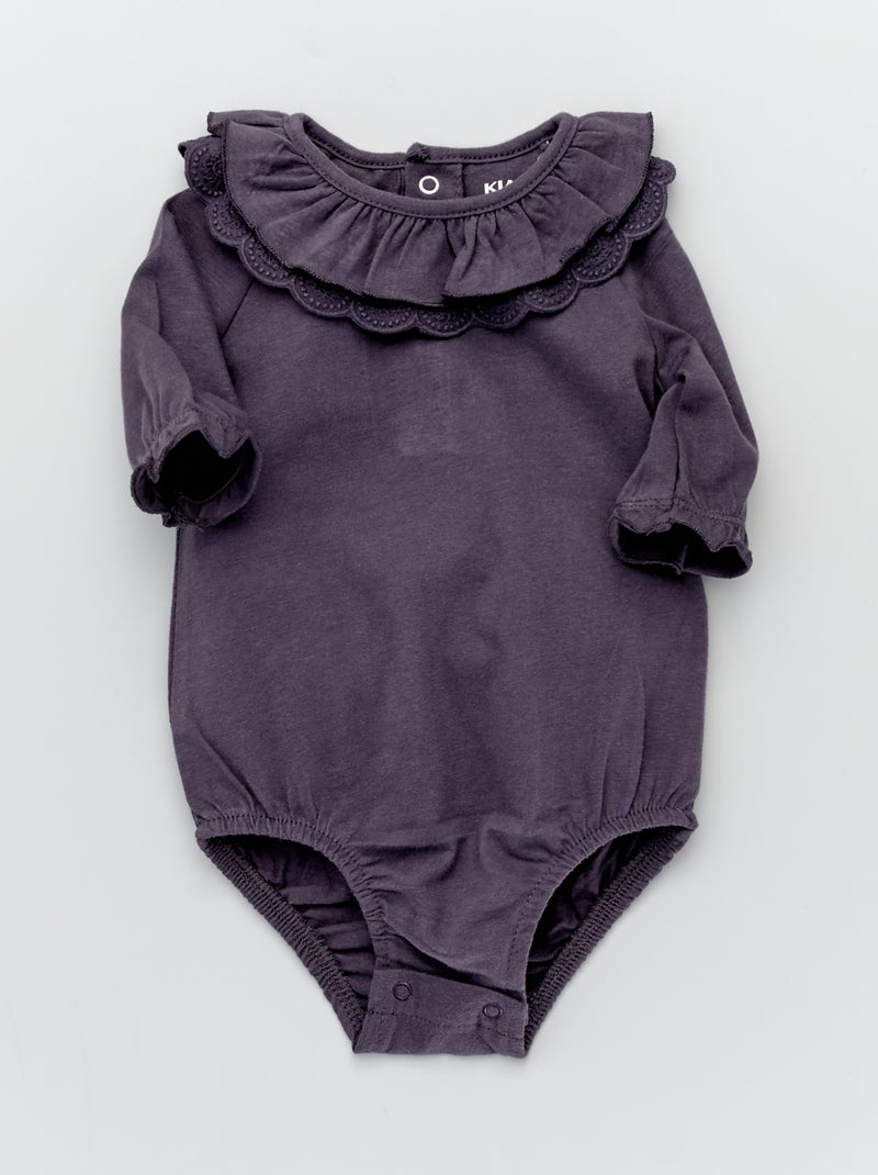 Body en jersey avec col fantaisie gris anthracite - Kiabi