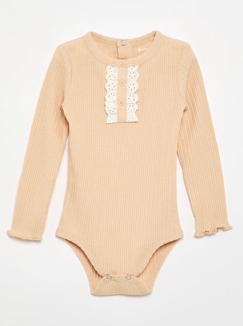 Body en maille côtelée avec broderie anglaise - Kiabi Body en maille côtelée avec broderie anglaise - Kiabi