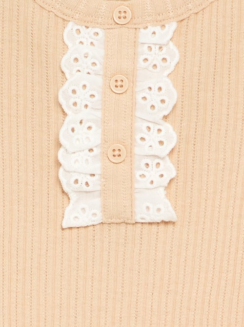 Body en maille côtelée avec broderie anglaise - Kiabi Body en maille côtelée avec broderie anglaise - Kiabi