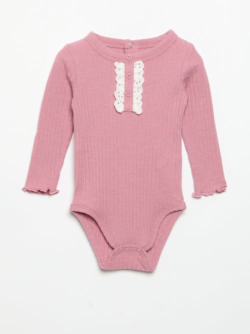 Body en maille côtelée avec broderie anglaise - Kiabi Body en maille côtelée avec broderie anglaise - Kiabi