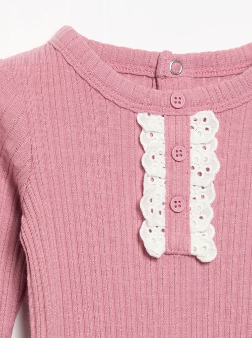 Body en maille côtelée avec broderie anglaise - Kiabi Body en maille côtelée avec broderie anglaise - Kiabi