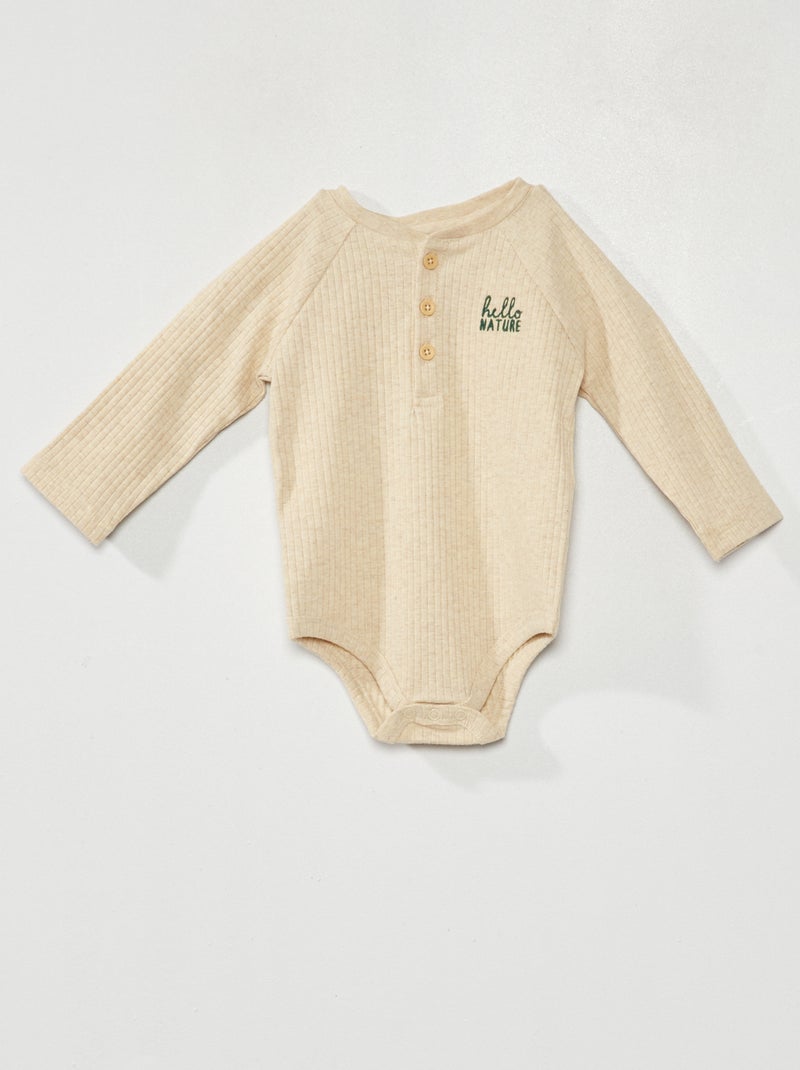 Body en maille côtelée Beige - Kiabi