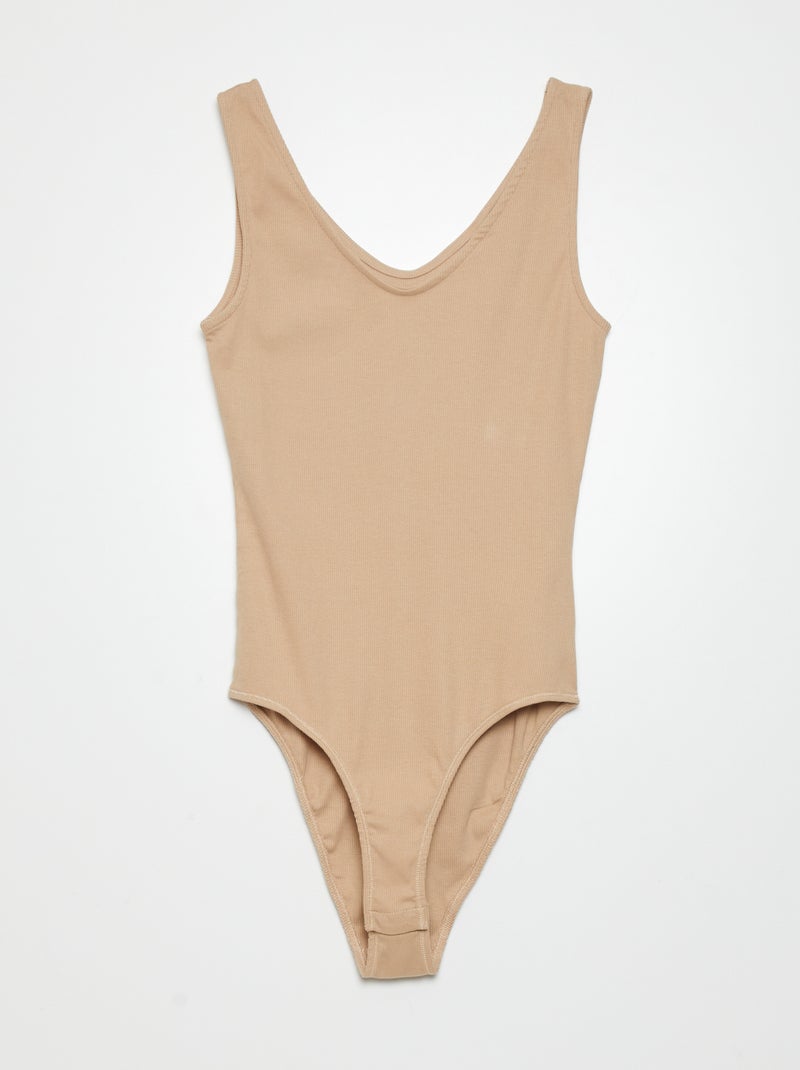 Body en maille côtelée Beige - Kiabi