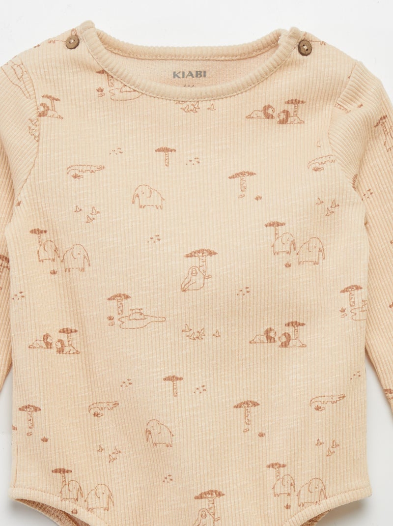 Body en maille côtelée Beige savane - Kiabi