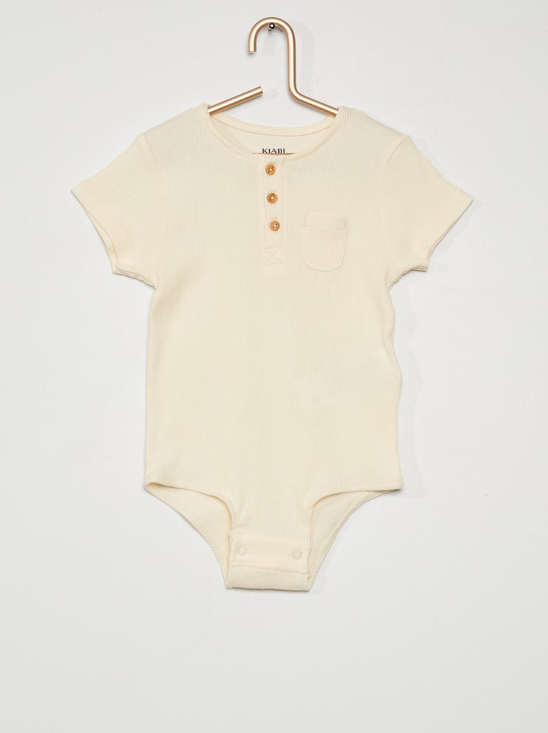 Body en maille côtelée beige - Kiabi