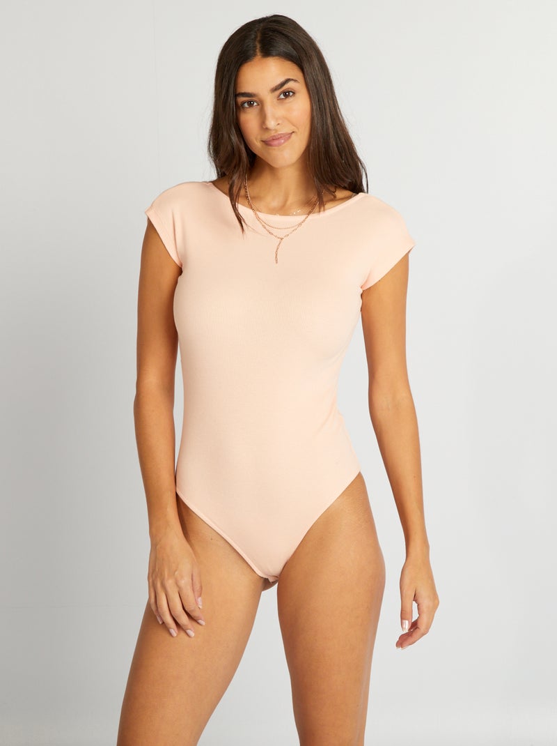 Body en maille côtelée dos nu Rose - Kiabi