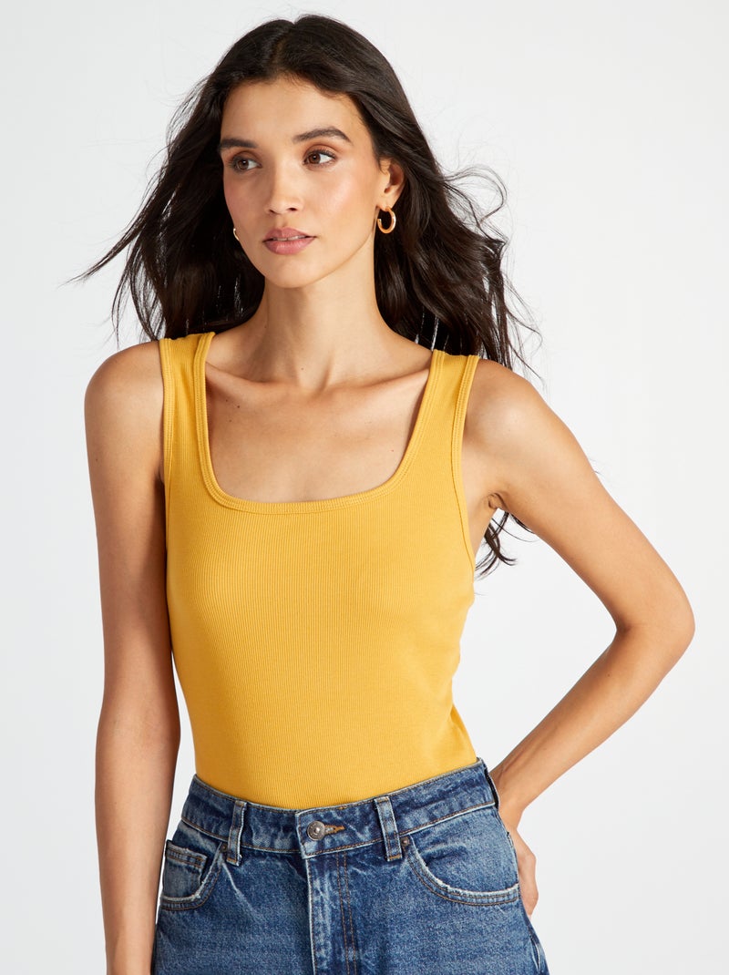 Body en maille côtelée Jaune - Kiabi