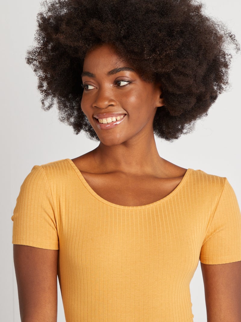Body en maille côtelée Jaune - Kiabi