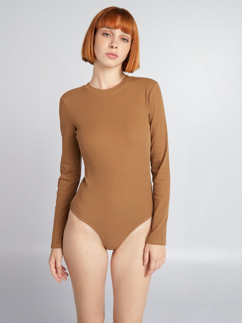 Body en maille côtelée Marron - Kiabi