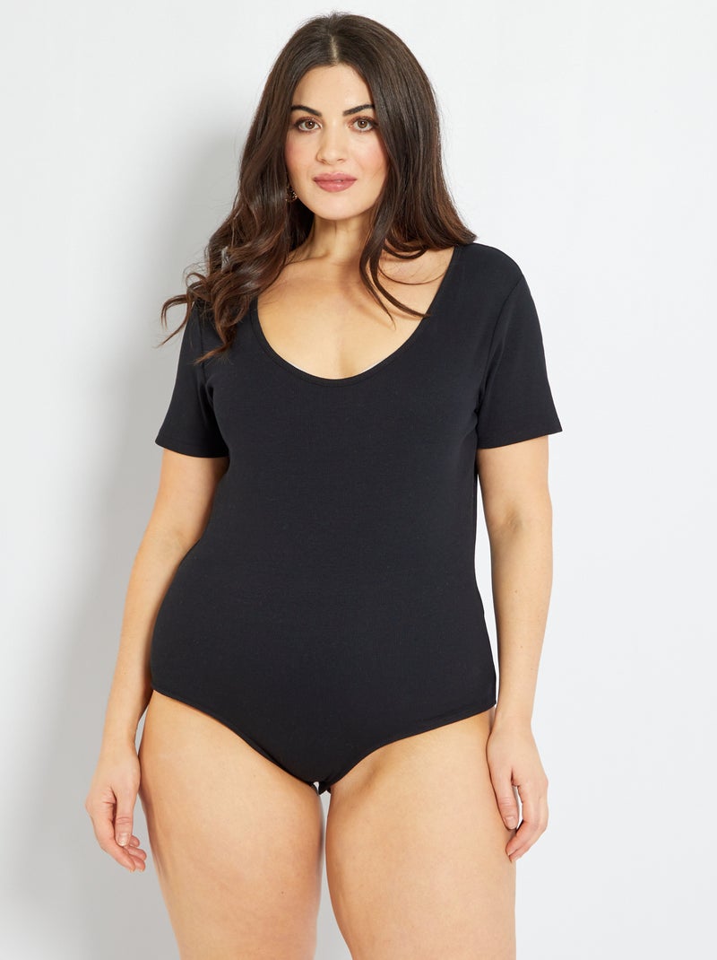 Body en maille côtelée noir - Kiabi