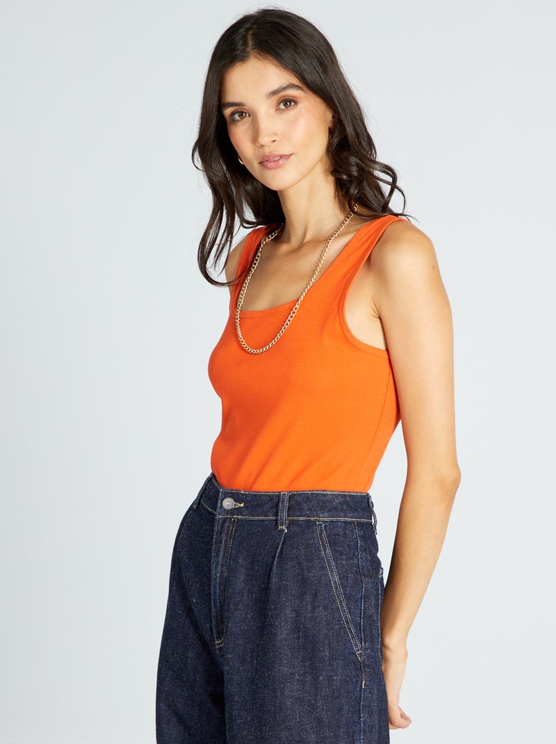 Body en maille côtelée Orange - Kiabi