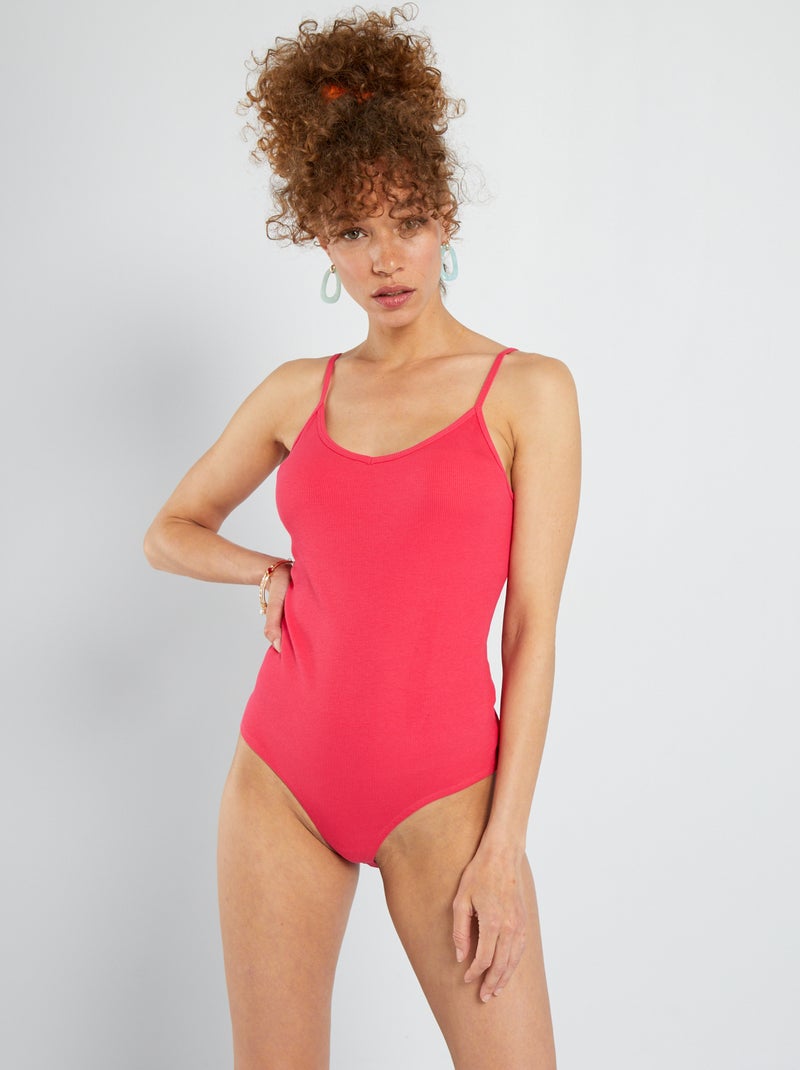 Body en maille côtelée Rose - Kiabi