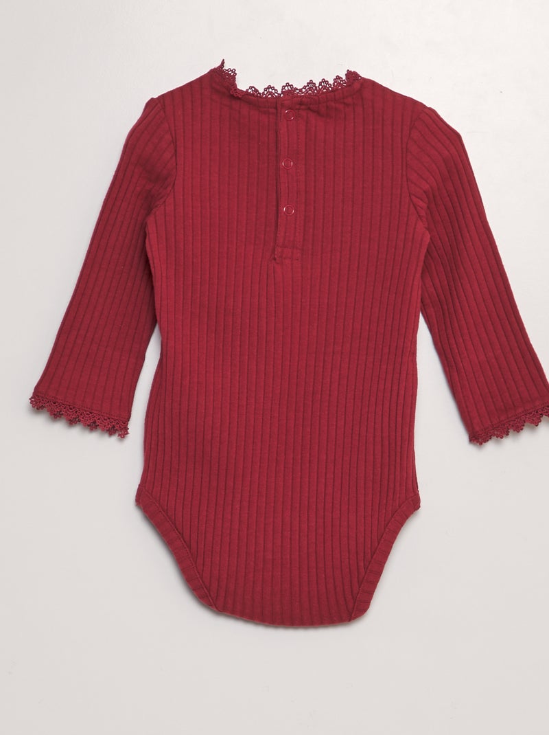 Body en maille côtelée rouge - Kiabi