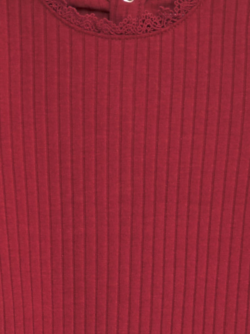 Body en maille côtelée rouge - Kiabi