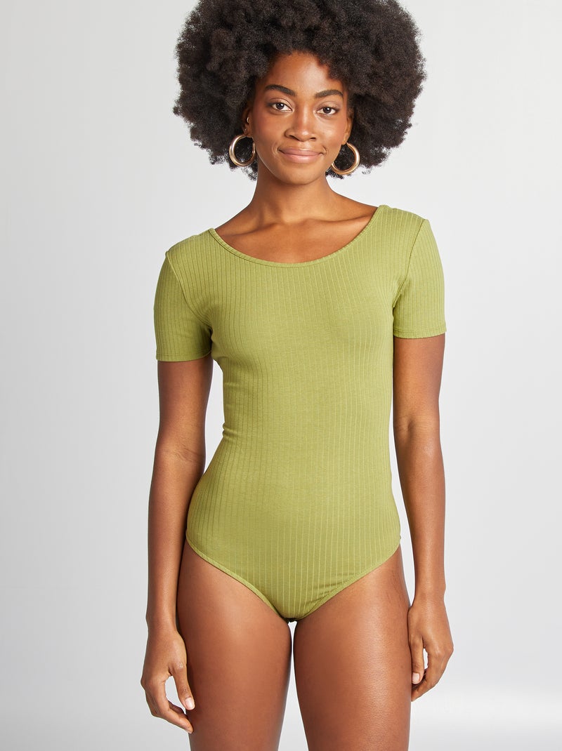 Body en maille côtelée Vert - Kiabi