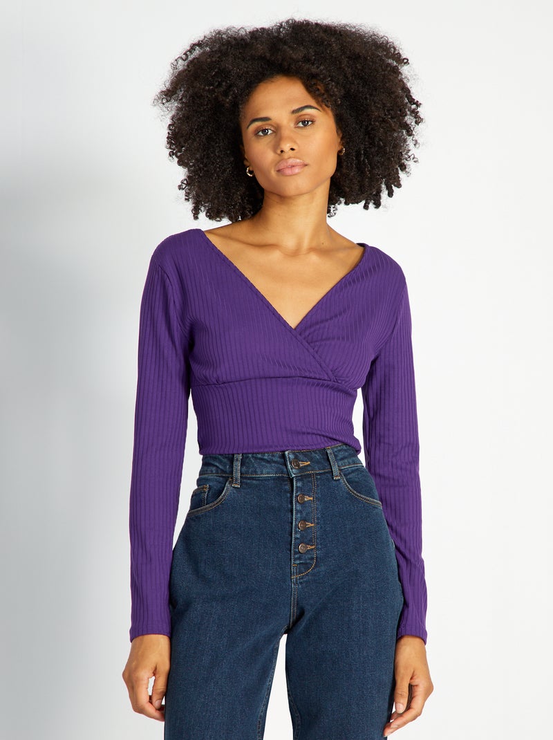 Body en maille côtelée Violet - Kiabi