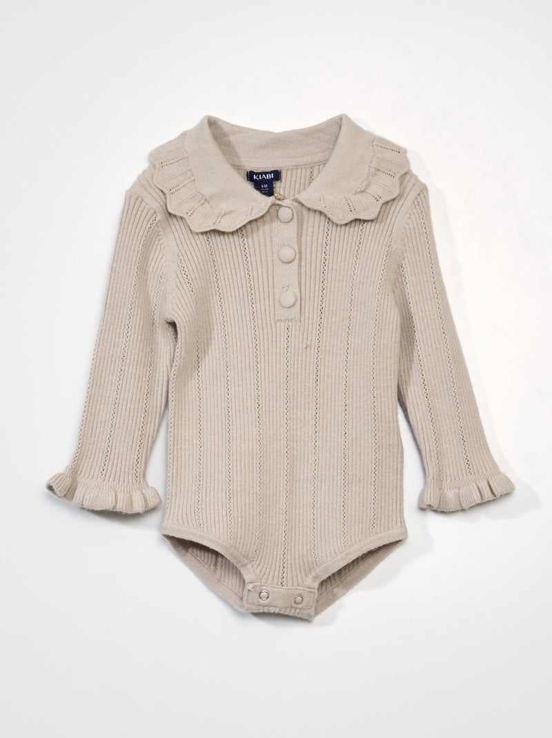 Body en maille fantaisie Beige - Kiabi