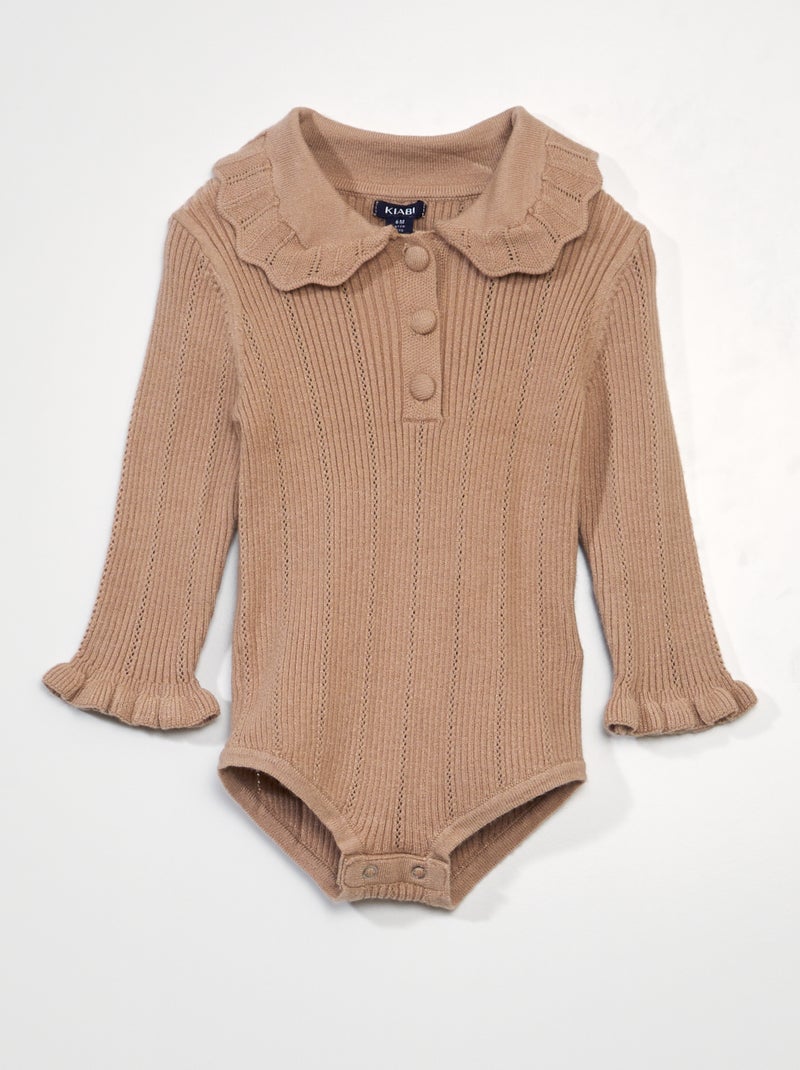 Body en maille fantaisie Beige - Kiabi