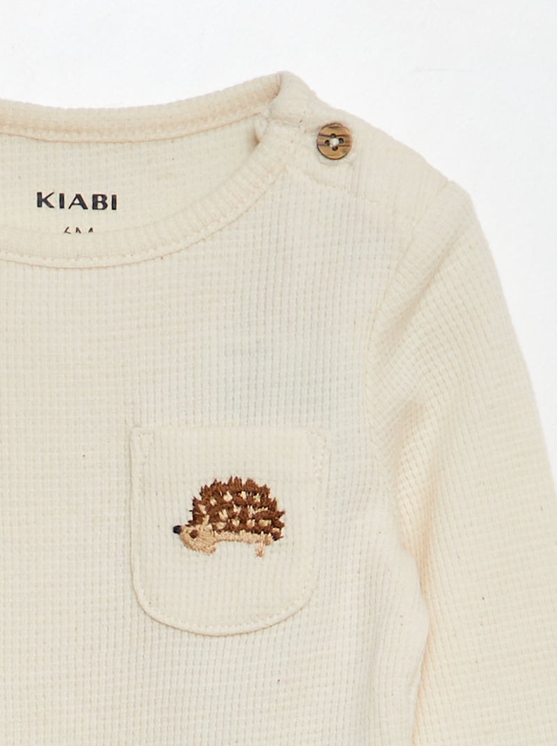 Body en maille gaufrée Beige - Kiabi