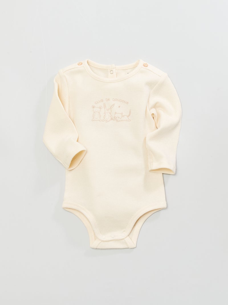 Body en maille gaufrée Blanc - Kiabi