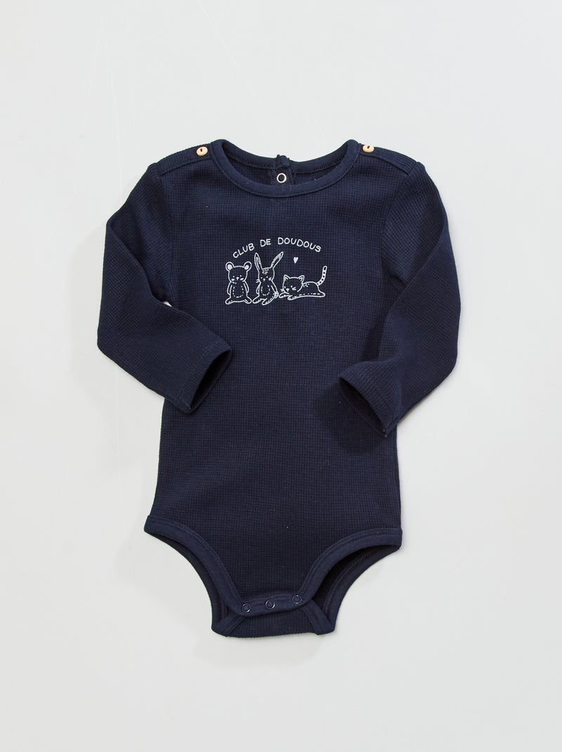 Body en maille gaufrée Bleu marine - Kiabi