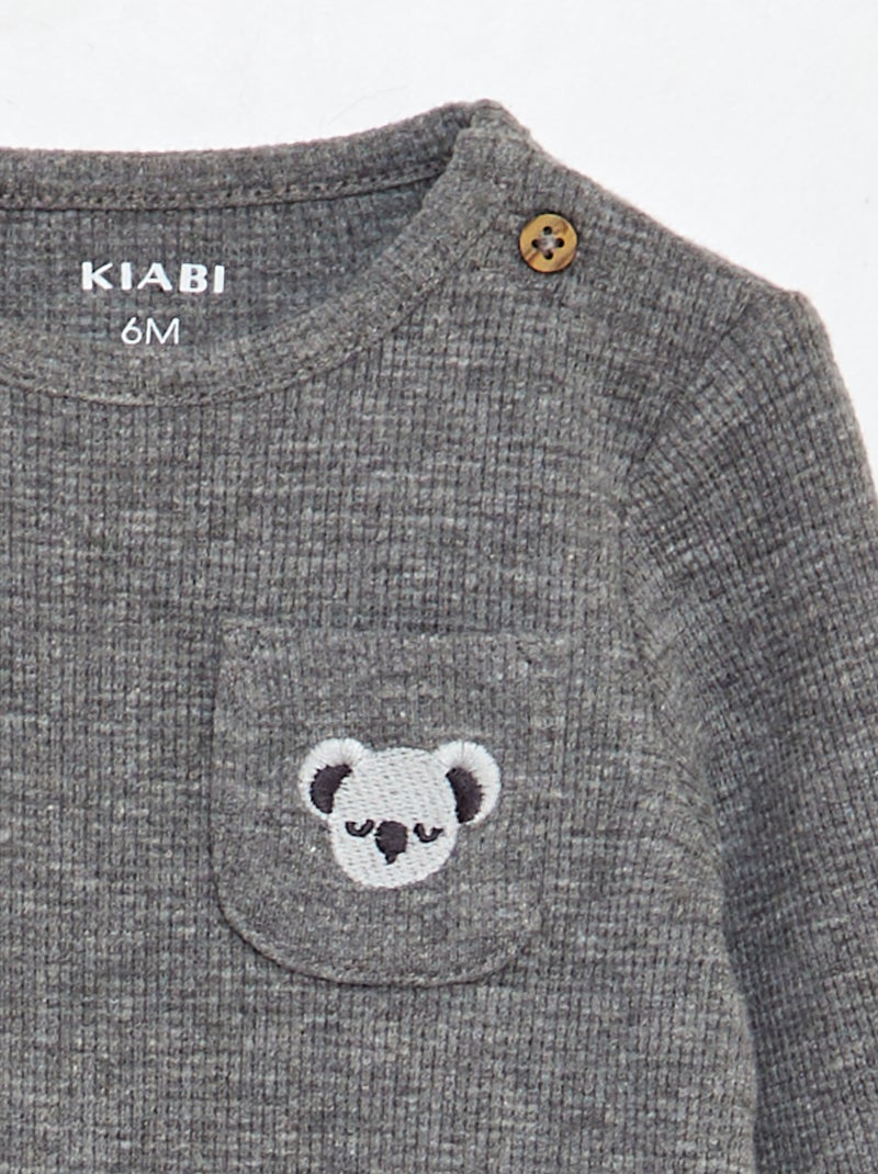 Body en maille gaufrée Gris - Kiabi